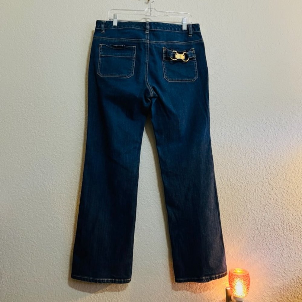 Michael Kors Bootcut Jeans Size 10 w/Gold Accent Buckle on Back Pocket